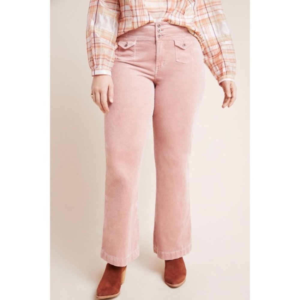 High-Rise Pink Corduroy Wide-Leg Pants